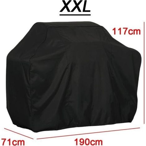 Taille XXL-190x117x71CM Housse de Barbecue étanche d'extérieur noire Weber housse de protection de gril robuste rond Rectangle pou (1/4)