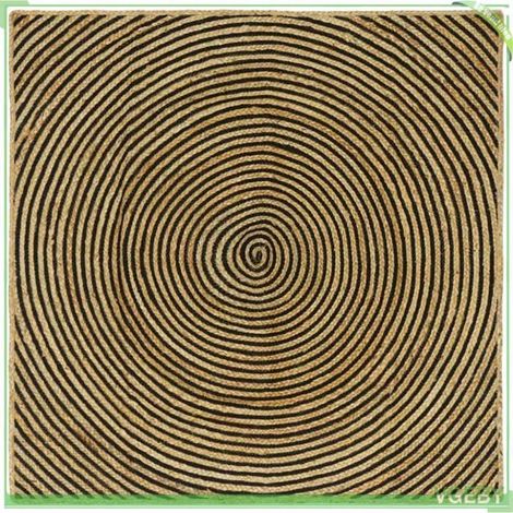 Tapis - FAFEISY - 42010741 - Rond 120 cm - Jute naturel - Noir (1/5)
