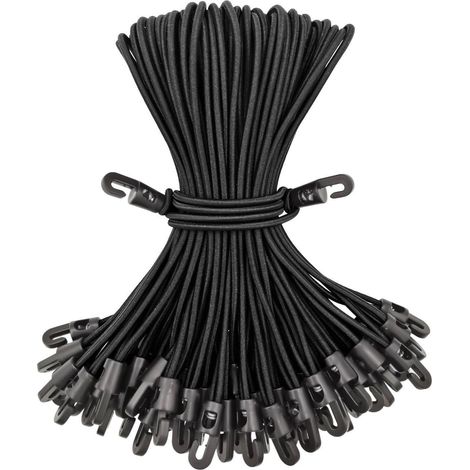 Spanngummis mit Haken 25cm, 50 Stück, Schwarz, für Planen & Camping (1/5)
