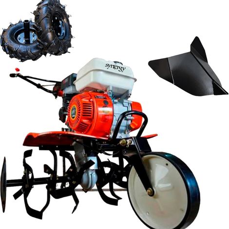 Synergy Motoazada Gasolina Arranque Eléctrico 208cc 7,5CV 4T OHV – 90cm Regulable, 3 Marchas, Ruedas 400x8 y Kit Agrícola