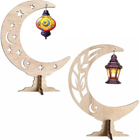 Le bois décoré pour le ramadan, lune de Moubarak Eid, décoration pour le ramadan et l'Eid, décoration pour le ramadan Moubarak en bois, décoration pour le bois Eid Moubarak, décoration pour les réunio (1/5)