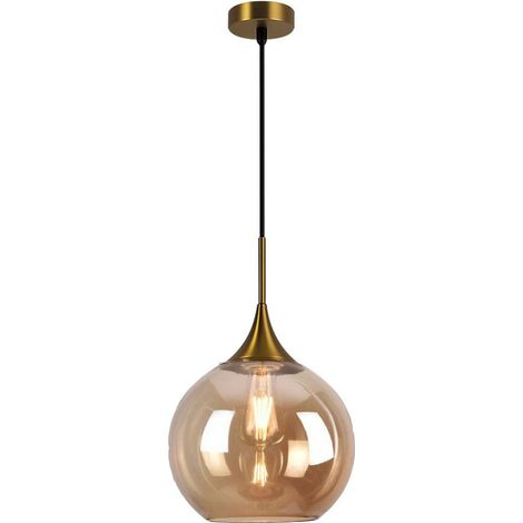 TrAdE Shop Traesio - Lampadario A Sospensione Decorativa In Metallo Con Sfera In Vetro Attacco E27 Ip20 A72 - Oro (1/5)