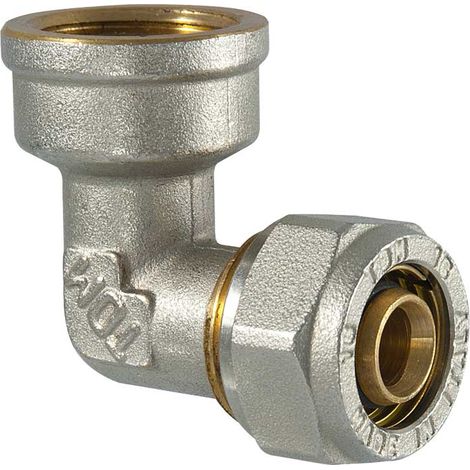 "RACCORDO CURVO FEMMINA A COMPRESSIONE PER TUBO MULTISTRATO TDM 3/4"""" x Ø16 (2,0) mm"