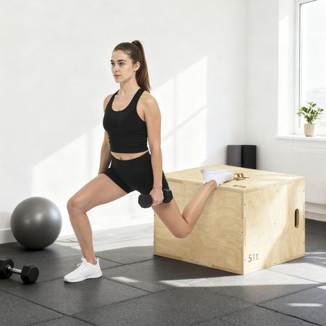 3-in-1 Plyobox für Boxsprünge, Krafttrainingsgerät, Cross-Training-Plyobox für Boxtraining, 51/61/76 cm, Holz