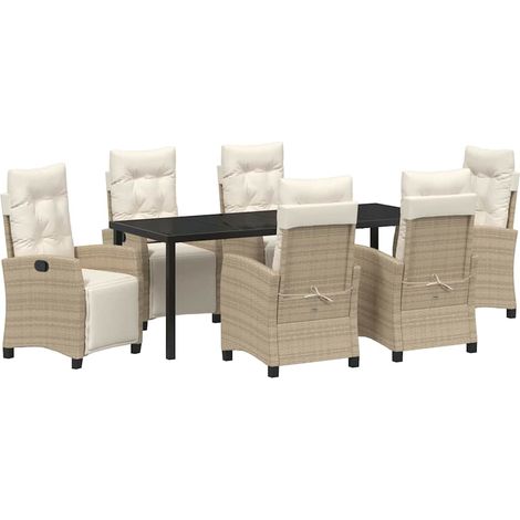 Maison Exclusive - Set da Pranzo per Giardino con cuscino 7 pcs Beige polyrattan