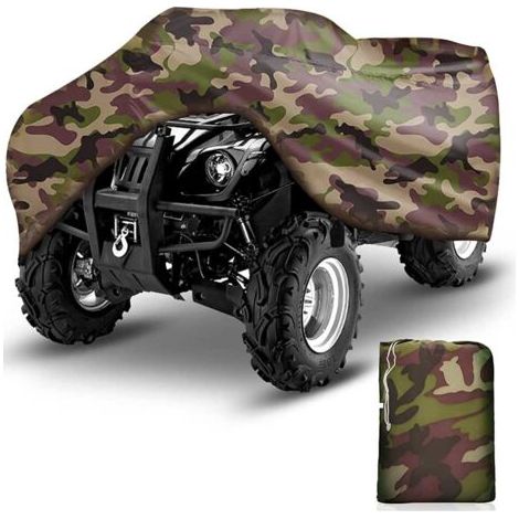 Telo di copertura per esterni 190T, protezione per ATV, moto, quad, impermeabile, anti-UV, mimetico, 256×110×120 cm, telo di copertura per ATV, quad, telo di copertura per bici elettrica pesante