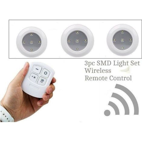 3 FARETTI CONTROLLO REMOTO ARMADIO LAMPADA TELECOMANDO LUCE 5 LED WIRELESS