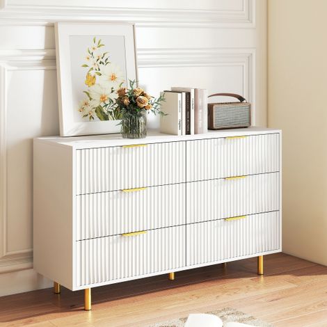 Commode avec 6 tiroirs, blanc, 120x40x72 cm (1/5)