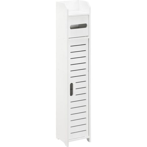Mueble de baño elegante armario con portarrollos de papel higiénico de madera compuesta 80 x 15 x 15 cm blanco 030007669