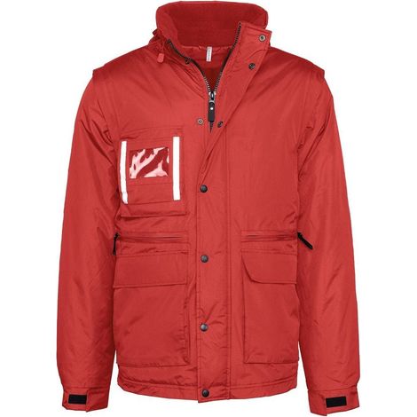 Parka da lavoro con maniche removibili WK. Progettato per funzionare Rosso XL