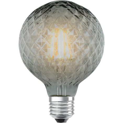 Lucande LED E27 bombilla 'E27 G95 4W' en Gris de Vidrio