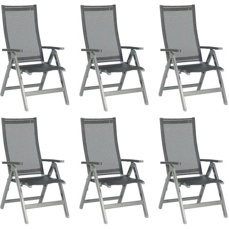 Sonnenpartner 6er-Set Klappsessel Fresno Aluminium/Textilen anthrazit Klappstuhl (1/5)