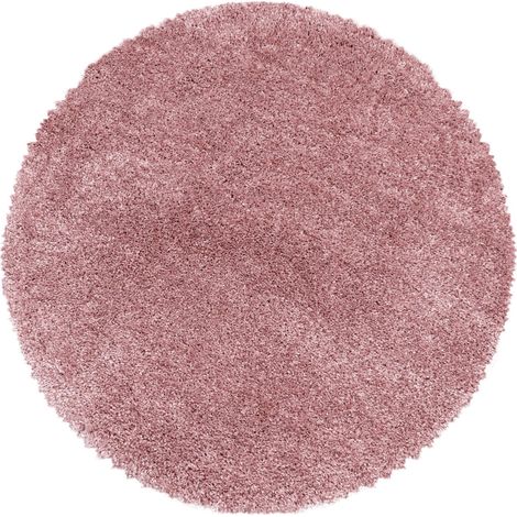 Tapis Rond Shaggy Poils Longs Fibre Doux MOELLEUX (Rose - 80x80cm) (1/5)