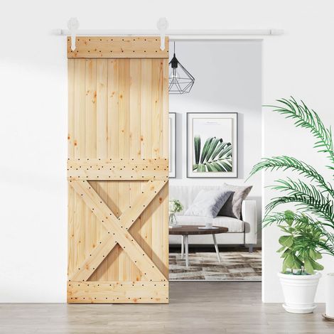 vidaXL Porta scorrevole Naturale e Bianco 80 x 210 cm