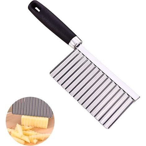 Couteau à pommes de terre multifonctionnel à lame ondulée, hachoir en acier inoxydable pour sandwichs, salades et frites (1/5)