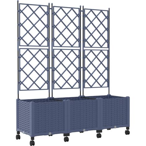 Garden Planter with Trellis&Wheels 3 pcs Grey 120 x 40 x 149 cm vidaXL (1/5)
