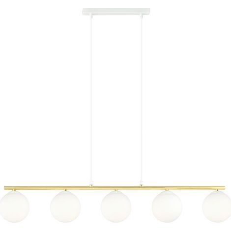 Lampada a Sospensione Allora, Acciaio verniciato a polvere, Vetro, Bianco, Oro, 105x100x14 cm (1/5)