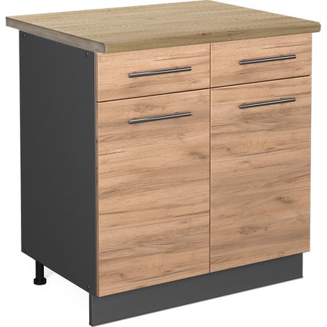 Mobiletto base per cucina Fame-Line, Rovere dorato, 80 cm , PL Rovere, Vicco