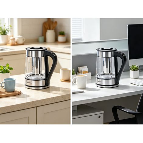 Bouilloire Électrique Aigostar 1.7L 2200W – Verre Borosilicate Robuste, Idéale pour Maison et Bureau, Ébullition Rapide et Sûre (1/3)