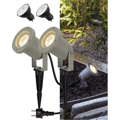 Luminaire extérieur pour jardin allées bassin éclairage extérieur IP65 GU10 câble 1,5 m avec prise Gris