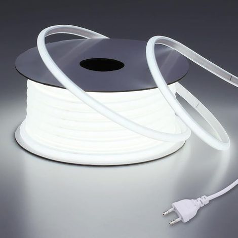 220V Ruban LED COB Exterieur Etanche 5M 6000K Blanc Froid, Flex Découpable IP65 Bande LED Étanche Sans Transformateur, Prise Incluse, pour Chantier (1/5)