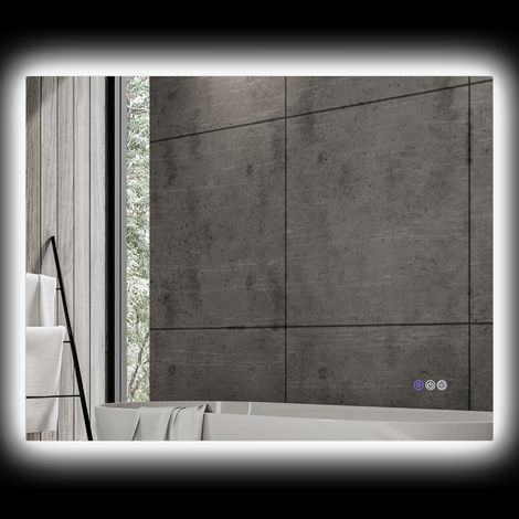 Specchio da bagno anticondensa 80x60x4 cm LED regolabile vetro alluminio (1/5)