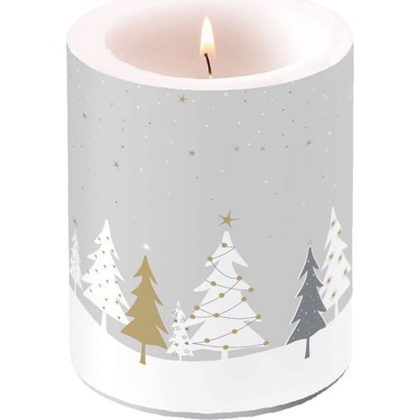 Bougie pilier Ambiente Midnight Trees 10x12 cm Gris