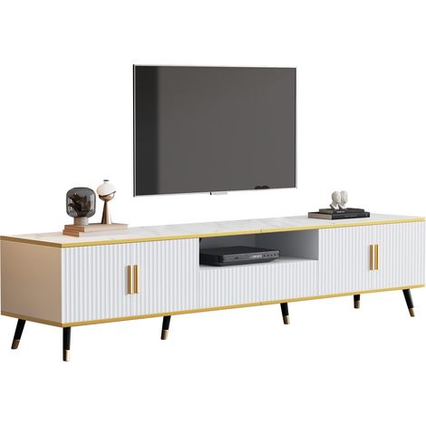 Meuble TV de 200 cm,avec 1 tiroir,Design Moderne pour Le Salon,200 x 40 x 46 cm,Blanc (1/5)