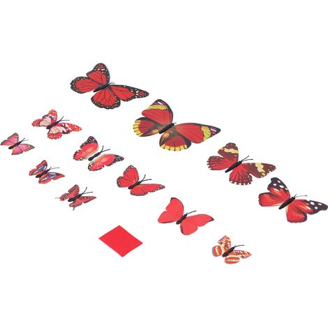 12 bunte Schmetterlings-Wandaufkleber, dreidimensionale DIY-Kunstdekoration für die Raumgestaltung (1/5)