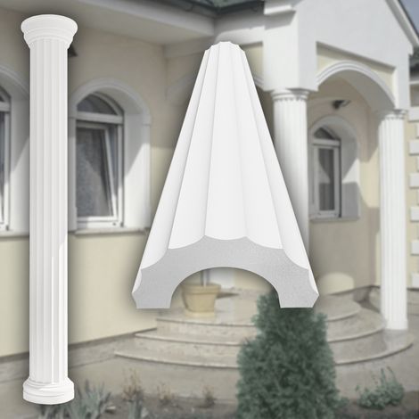 Säulen und Halbsäulen Fassade rund Set Auswahl 305mm LC102: Halbrund, Schaft breit kanneliert
