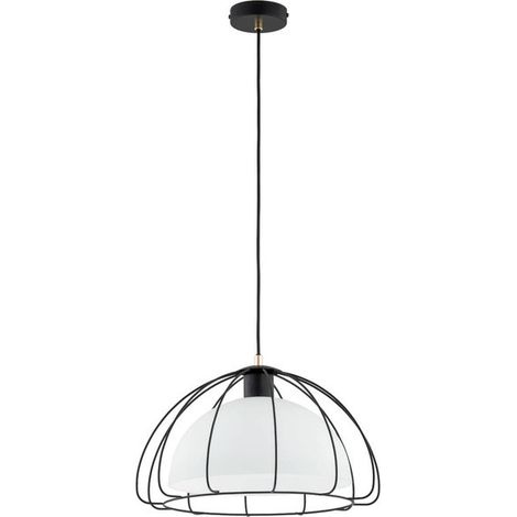 Alfa NERSY Modern Black Metal Basket Pendant Light 40cm, Gold Accent, Adjustable 85cm Drop, 1x E27 Max 15W, Dimmable Ceiling Hanging Lamp for Dining Room, Kitchen Island, Living Room