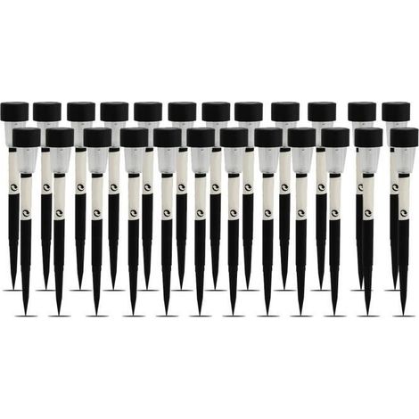 Lot de 24 lampe LED de jardin, borne solaire, éclairage solaire d'extérieur - Diamètre 4.5 x Hauteur 34.5 cm -JUANIO (1/3)