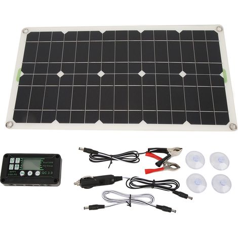 Panneau solaire pour camping-car avec chargeur de cellules solaires monocristallines en silicium de 250 W, doté de deux ports USB, adapté à la charge par contact de voiture et équipé d'un contrôleur d (1/5)