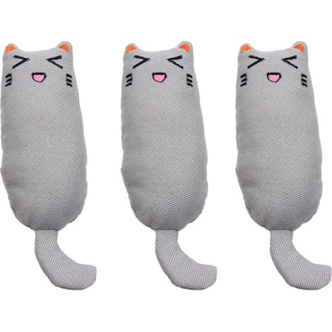 3 jouets à l'herbe à chat, pour chats d'intérieur et d'extérieur, avec clochette intégrée et effet nettoyant dentaire (1/5)