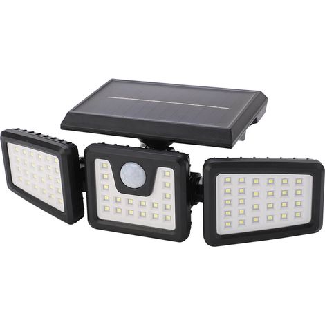 Lampadaire extérieur solaire avec détecteur de mouvement 3 têtes orientables étanche IP65 éclairage grand angle jardin terrasse (1/5)