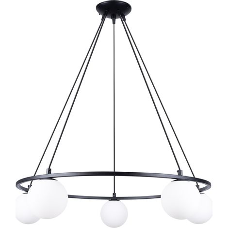 Candelabros Yoli negro acero/vidrio 5xG9  80cm Sollux (1/5)