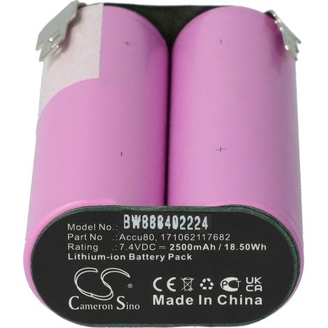 vhbw Akku Ersatz für Wolf Garten 171062117682, Accu80 für (2500mAh 7,4V Li-Ion)