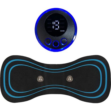 Elektrisches Mini-Nackenmassagegerät mit LCD-Bildschirm, 8 Nackenmassageprogrammen, Schmerzlinderungspflaster, tragbares Körpermassagegerät 00041-AquaForge