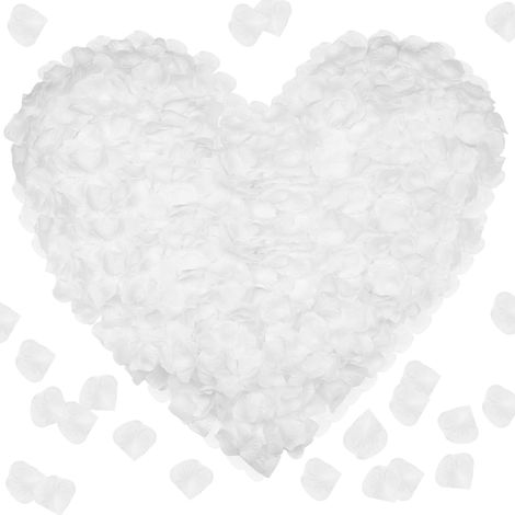 Lot de 4 000 pétales de rose blancs, pétales de rose artificiels, pour mariage, Saint-Valentin, mariage, décoration de table, anniversaire, chambre à coucher, atmosphère romantique (1/5)