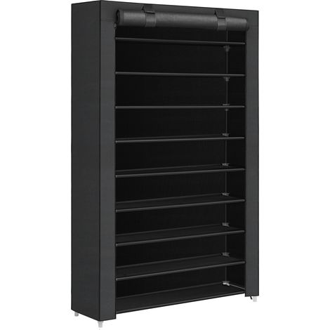 Meuble à chaussures XXL 100cm large – Capacité 54 paires – Hauteur 160cm – Noir – Rangement optimisé pour collection importante (1/5)