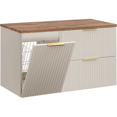 Mueble bajo lavabo 100cm cesto de ropa Adriel Cachemira y Madera