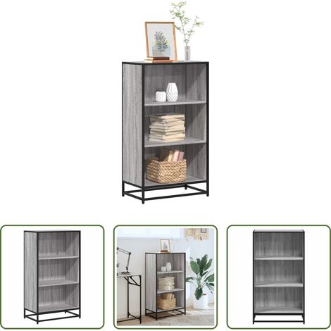 vidaXL Bücherregal Metall - Bücherregal Grau Sonoma 60x35x107,5 cm Holzwerkstoff (1/5)