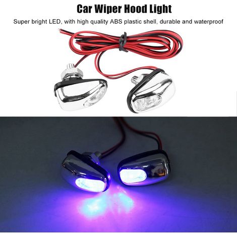 Paire de buses de pulvérisation pour essuie-glace avec LED, phare pour capot de voiture 12V (1/5)