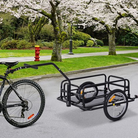 Remorque vélo porte-charges 40 kg, pliable, roues 16 pouces, acier noir HAVRYA (1/5)