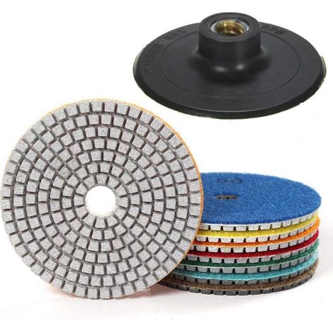 7 Pieces 4 Inch Polishing Pad Diamond Polishing Pads Disc with Backer Pad for Granite Concrete Ceramic