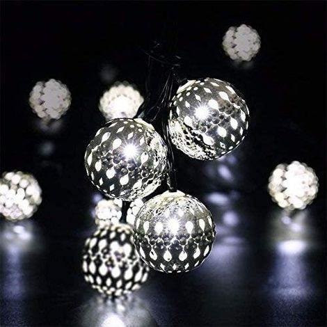 Guirlande Lumineuse Solaire,12 m 100LED 8 modes, guirlandes lumineuses Globe Fairy, lumières décoratives marocaines, pour arbre, patio, cour, mariage, fête, intérieur (Multicolore)