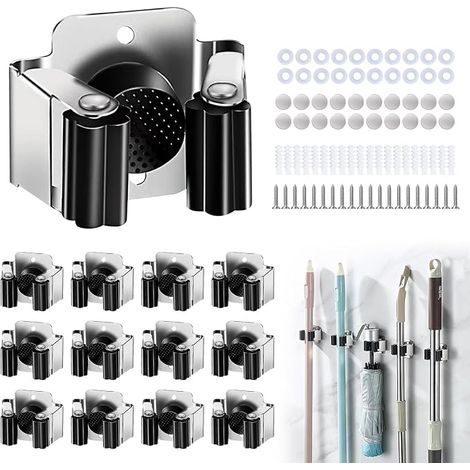 12 Pcs Wall Mounted Broom Holder Stainless Steel Tool Holder for Garden Tools for Garden, Kitchen, Bathroom, Garage, Shovel, Mop (1/5)