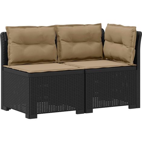 Maison Exclusive - 2-Sitzer Garten-Sofa mit Kissen Rattan-Look PP (1/5)