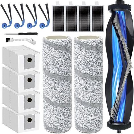 Accessories for Ecovacs Deebot X11 Pro Omni / X11 Pro / X11 / X9 Pro Omni robotic vacuum cleaners: Spare parts include 1 main brush, 2 rotating brushes, 4 dust bags, 4 side brushes and 4 filters.--DTE