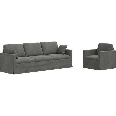 Ensemble de Canapés 2 pcs  Salon de jardin Gris foncé 228 x 78 x 80 cm Velours